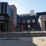 Building with black metal siding