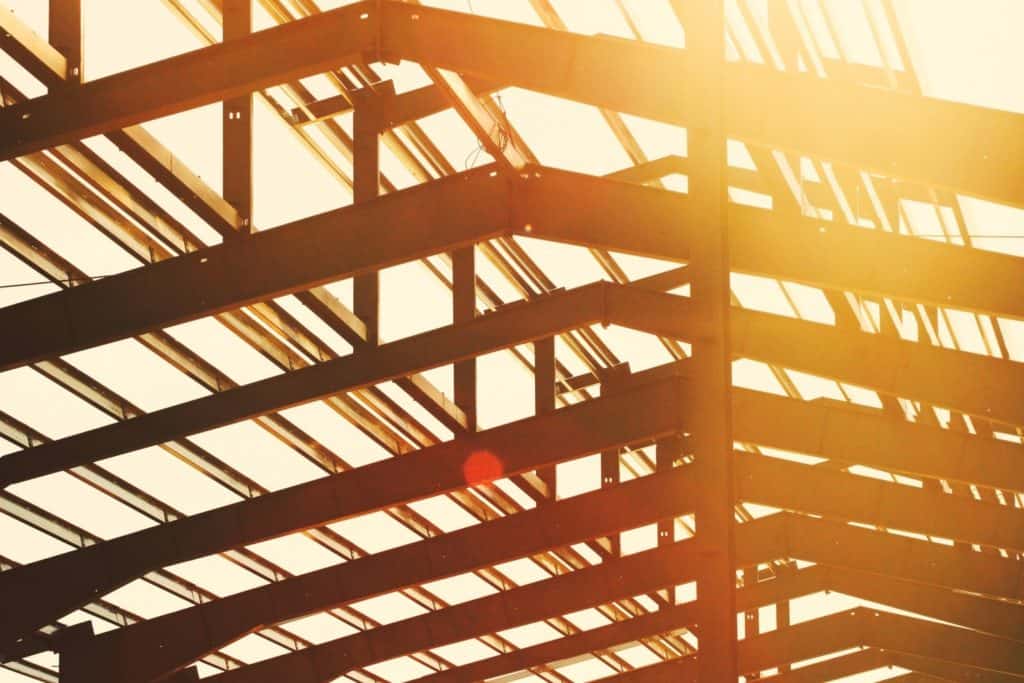 View of new roof under construction