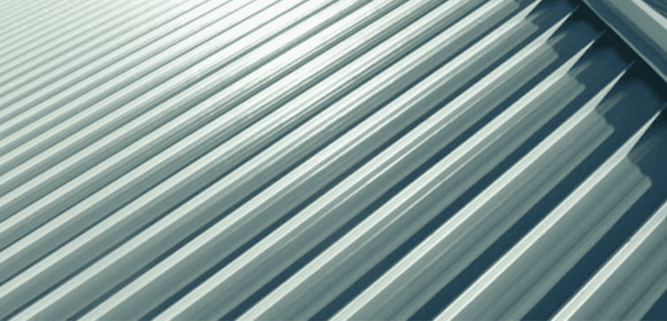 Close up view of a metal roof