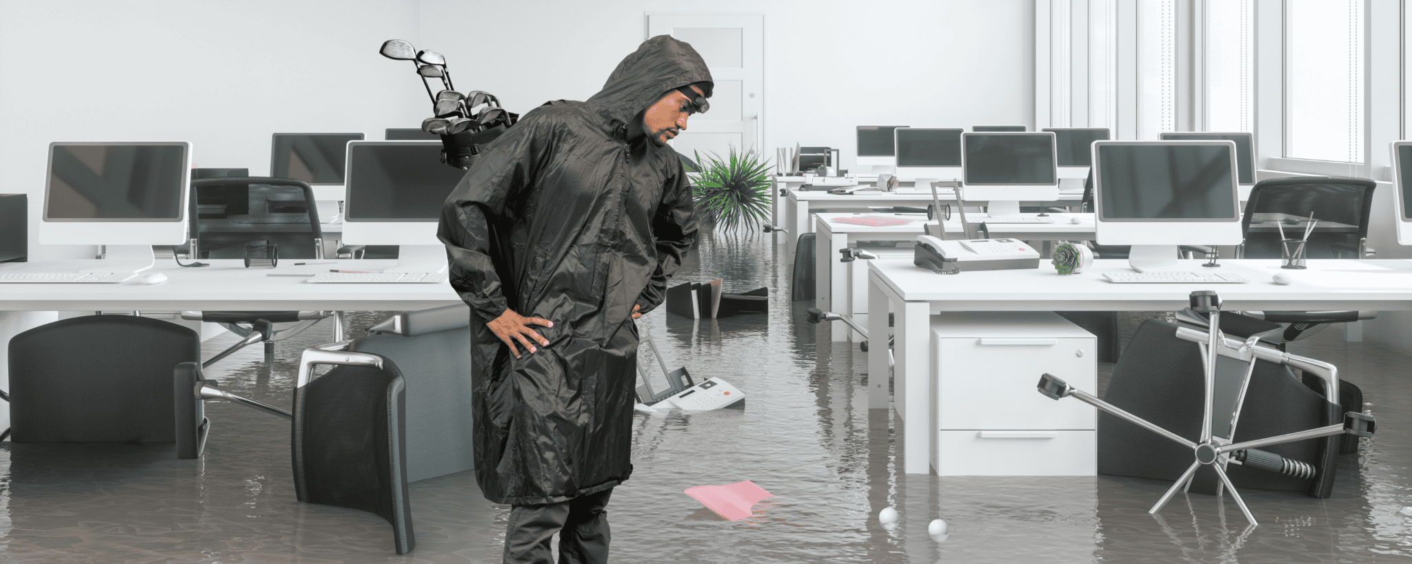 Flooded office space